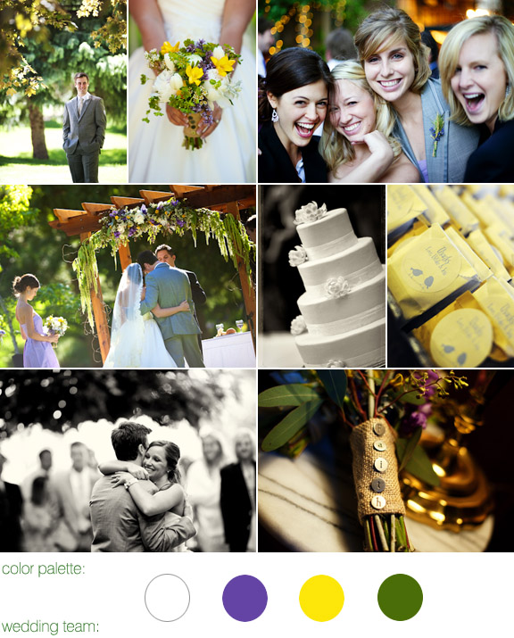 color palette: white, purple, yellow, green - real wedding - glen eyrie castle - colorado - photos by otto schulze